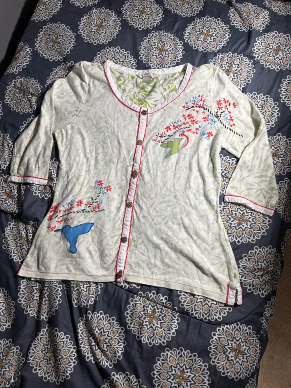 Vintage Floral and hummingbird embroidery cardigan Bob Timberlake